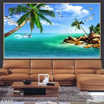 Tranh chim hải âu và cây dừa