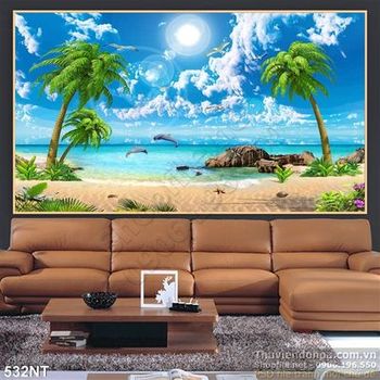 Tranh cá heo và đại dương xanh