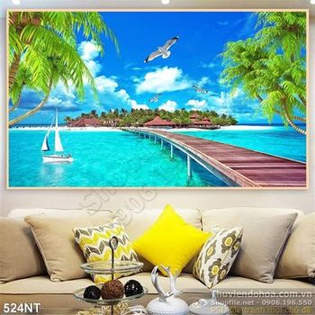 Tranh cây cầu đi tới hòn đảo xanh