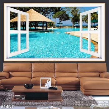 Tranh hồ bơi khu nghỉ dưỡng đẹp nhất