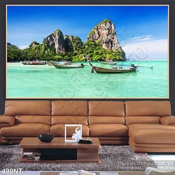 Tranh hòn đảo xanh trên biển