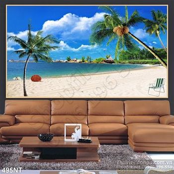 Tranh hòn đảo nhỏ trên biển xanh