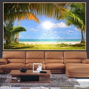 Tranh hàng dừa và đại dương xanh