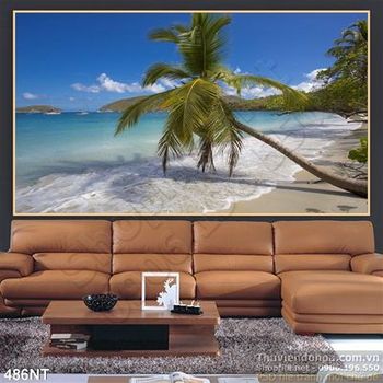 Tranh cây dừa trên bãi biển