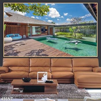 Tranh biệt thự khu nghỉ dưỡng