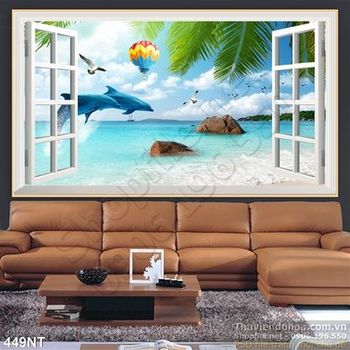 Tranh cửa sổ và đại dương xanh