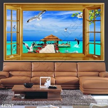 Tranh cửa sổ và  khu nghĩ dưỡng trên đảo