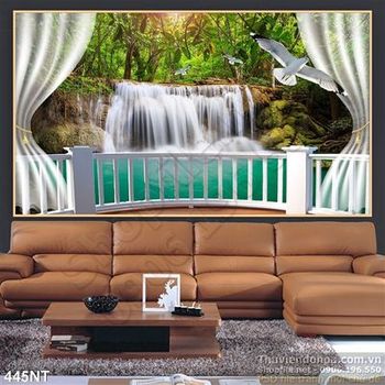 Tranh ban công và thác nước trong rừng