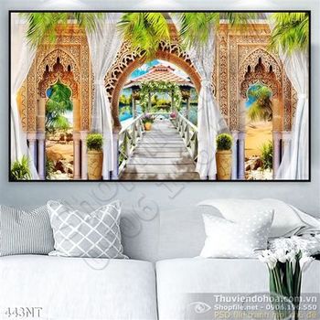 Tranh con đường vào khu nghỉ dưỡng