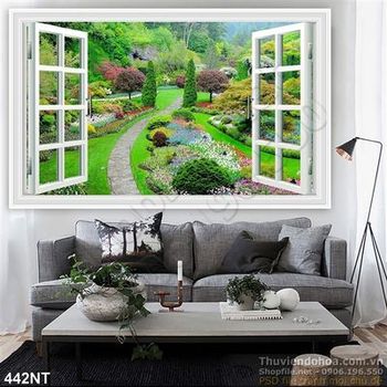 Tranh cửa sổ và khu vườn hoa