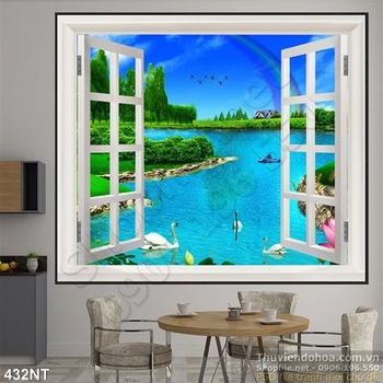 Tranh cửa sổ bên dòng sông