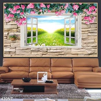 Tranh cửa sổ bên hoa hồng