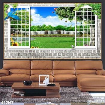 Tranh cửa sổ và khu vườn hoa