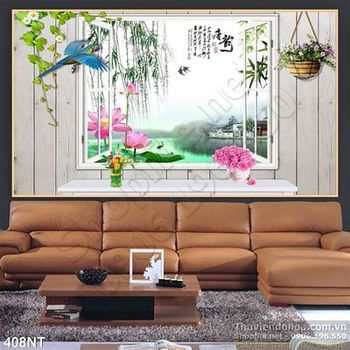 Tranh cửa sổ nhìn ra phong cảnh nghệ thuật