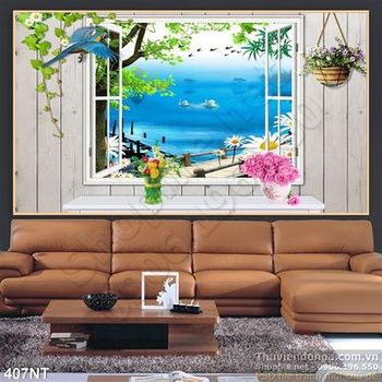 Tranh cửa sổ nhìn ra phong cảnh hữu tình