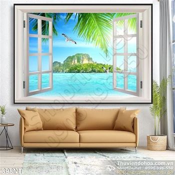 Tranh cửa sổ nhìn ra đảo xanh