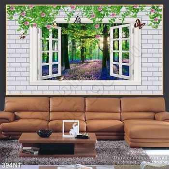 Tranh cửa sổ nhìn ra khu vườn hoa