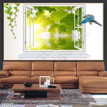 Tranh cửa sổ và lá cây