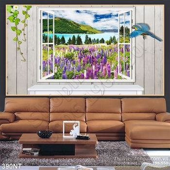 Tranh cửa sổ và khu vườn hoa