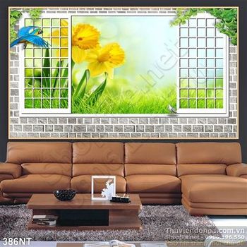 Tranh cửa sổ và hoa địa lan