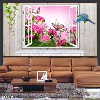 Tran cửa sổ và hoa hồng