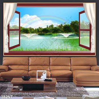 Tranh cửa sổ nhìn ra đài phun nước