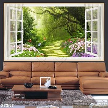 Tranh cửa sổ và con đường vào khu rừng