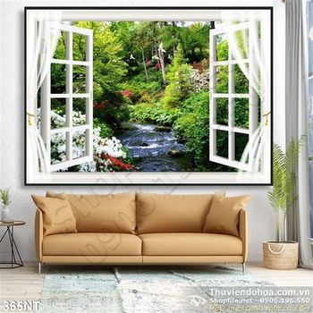 Tranh cửa sổ và khu rừng hoa nghệ thuật