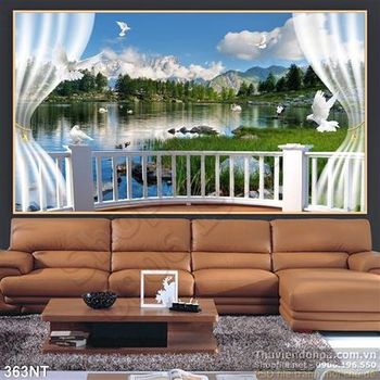 Tranh cửa sổ nhìn ra dòng sông