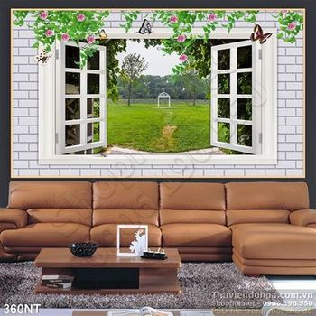 Tranh cửa sổ nhìn ra công viên xanh