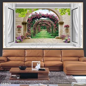 Tranh cổng hoa hồng dây treo