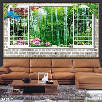 Tranh phong cảnh rừng tre màu xuân