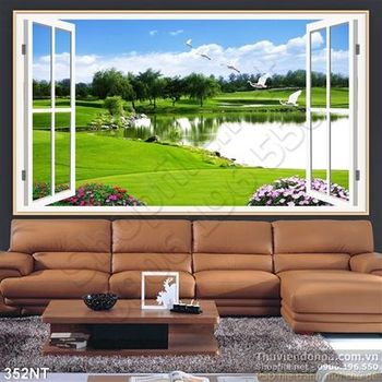 Tranh cửa sổ nhìn ra dòng sông