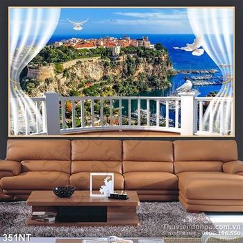 Tranh cửa sổ nhìn ra khu phố trên đảo