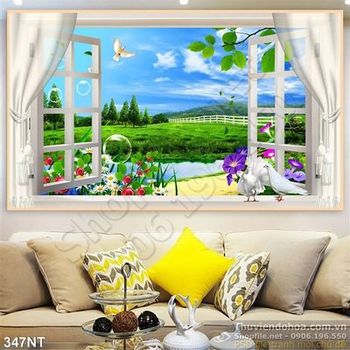 Tranh cửa sổ nhìn ra công viên