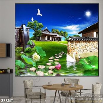 Tranh hồ Sen và ngôi nhà cổ