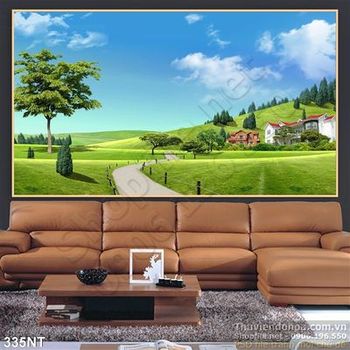 Tranh phong cảnh đồng cỏ xanh