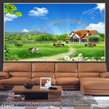 Tranh ngôi nhà trên thảo nguyên