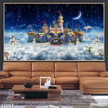 Tranh tòa lâu đài trang trí phòng bé