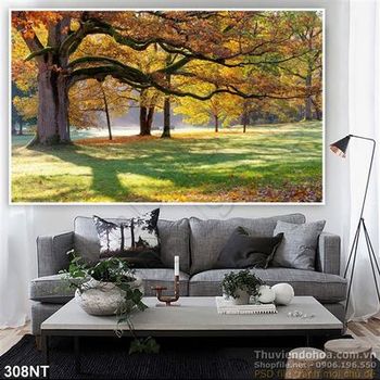 Tranh cây cổ thụ mùa thu