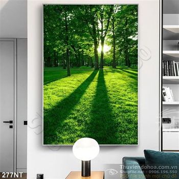 Tranh vườn cỏ và hàng cây