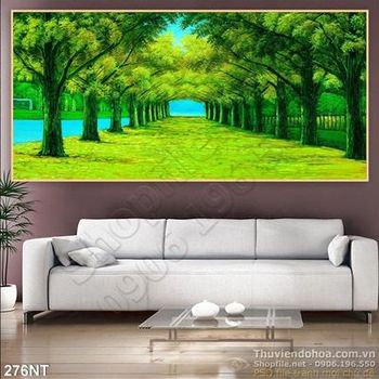 Tranh sơn dầu hàng cây xanh