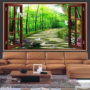 Tranh cửa sổ nhìn ra khu vườn