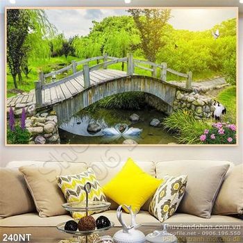 Tranh cây cầu trong công viên