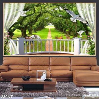 Tranh ban công nhìn ra khu vườn
