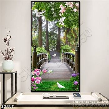 Tranh cây cầu vào khu rừng thiên nhiên