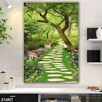 Tranh rừng cây và con đường
