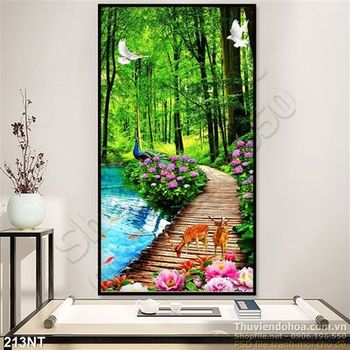 Tranh con đường và khu rừng