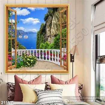 Tranh ban công nhìn ra biển