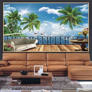 Tranh ban công nhìn ra biển